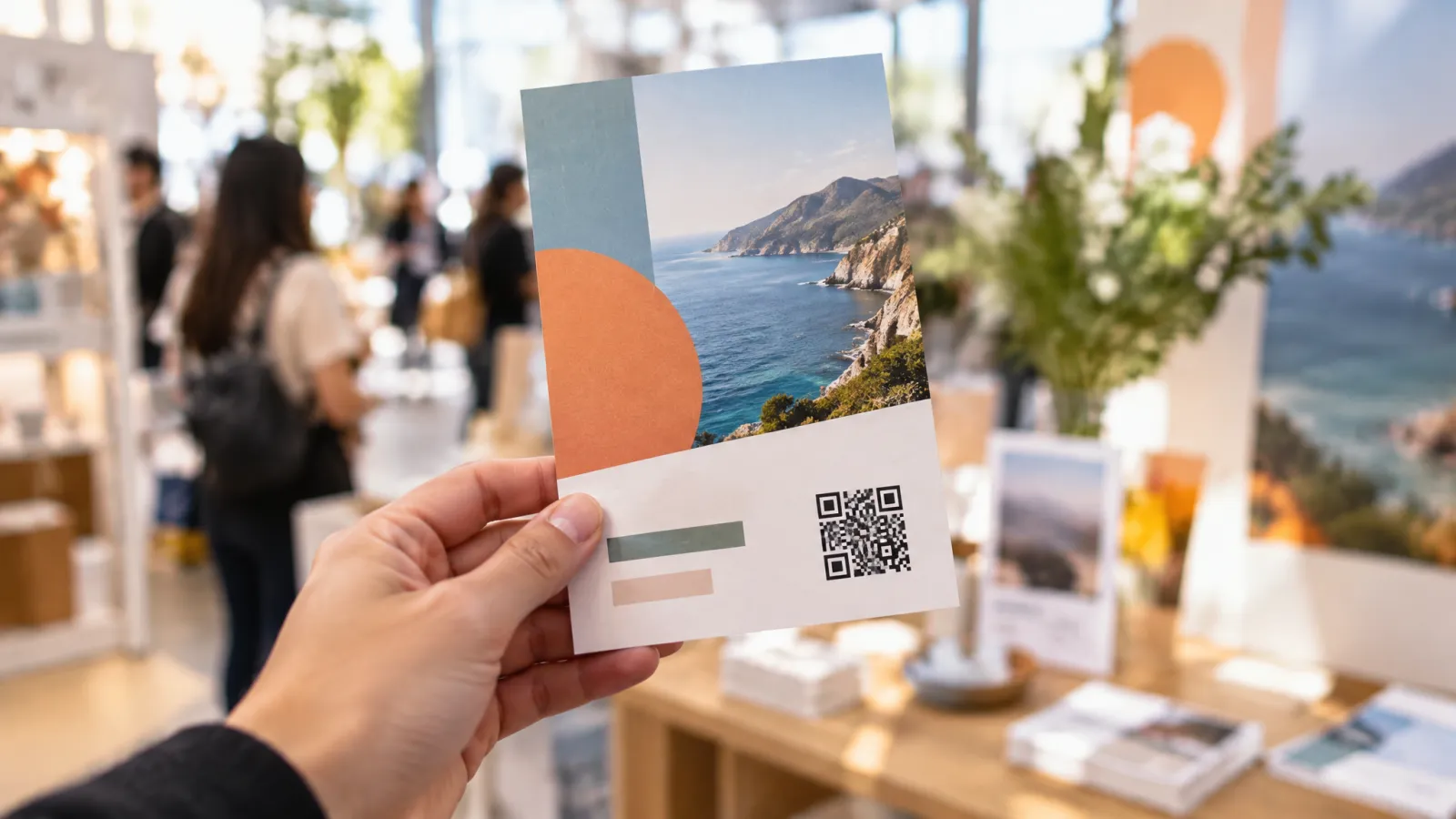 QR-Code Flyer wird mit dem Smartphone gescannt