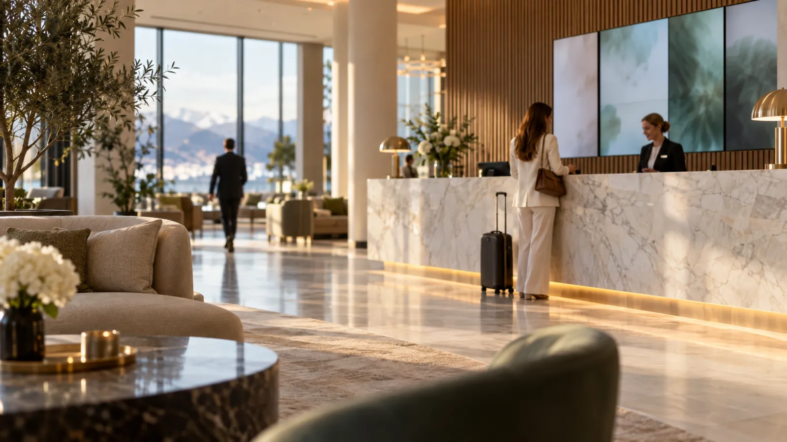 Hotelgast nutzt einen QR-Code im Zimmer per Smartphone