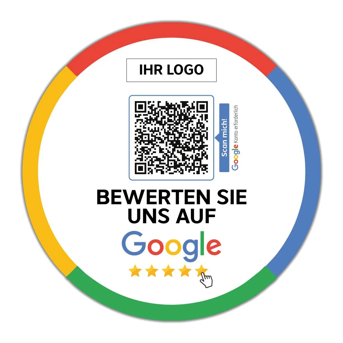 Bewerten Sie uns auf Google Aufkleber mit QR Code rund – Ansicht 2