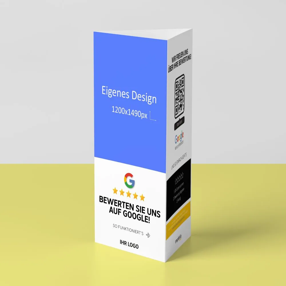Bewerten Sie uns auf Google Tischaufsteller „Eigenes Design“