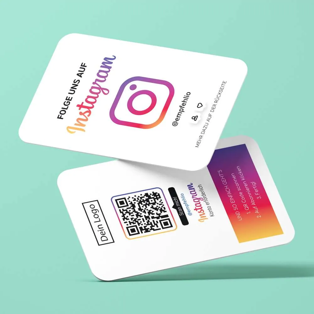 Folge uns auf Instagram Visitenkarte "Clean" mit Instagram QR Code