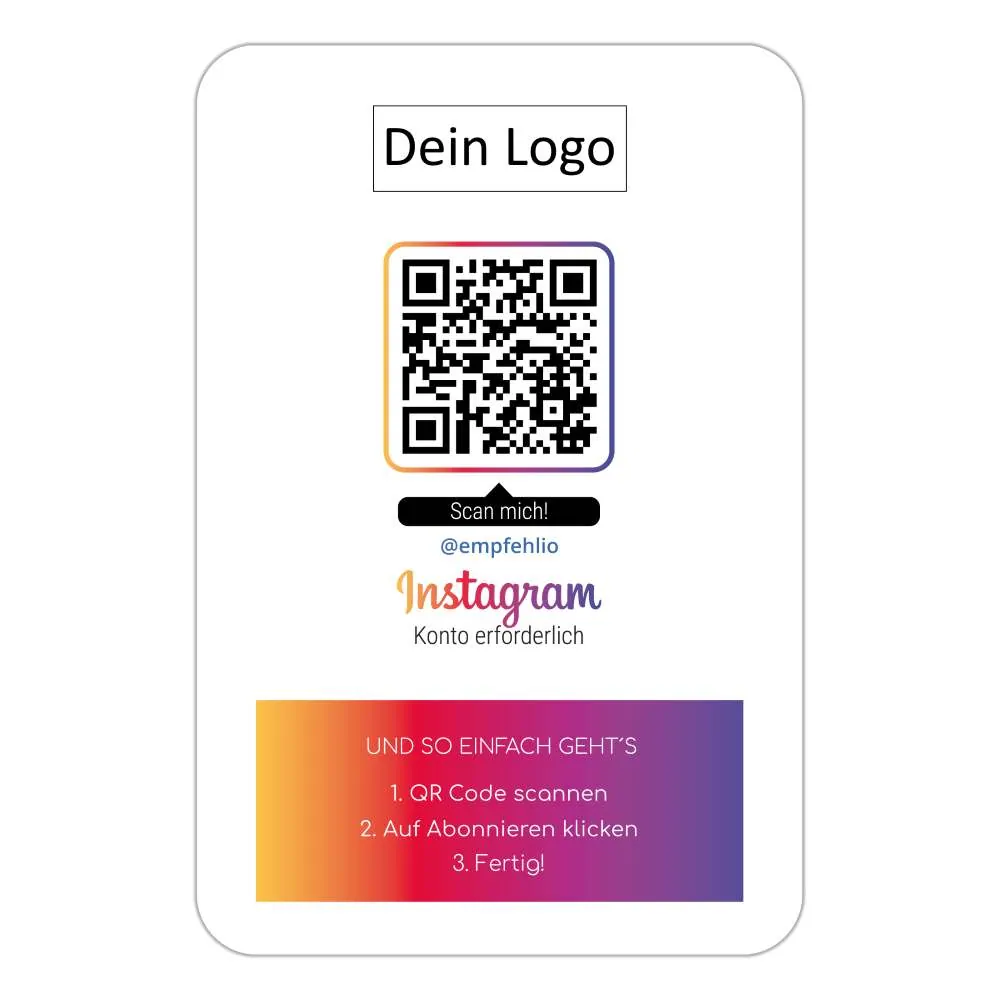 Folge uns auf Instagram Visitenkarte "Clean" mit Instagram QR Code