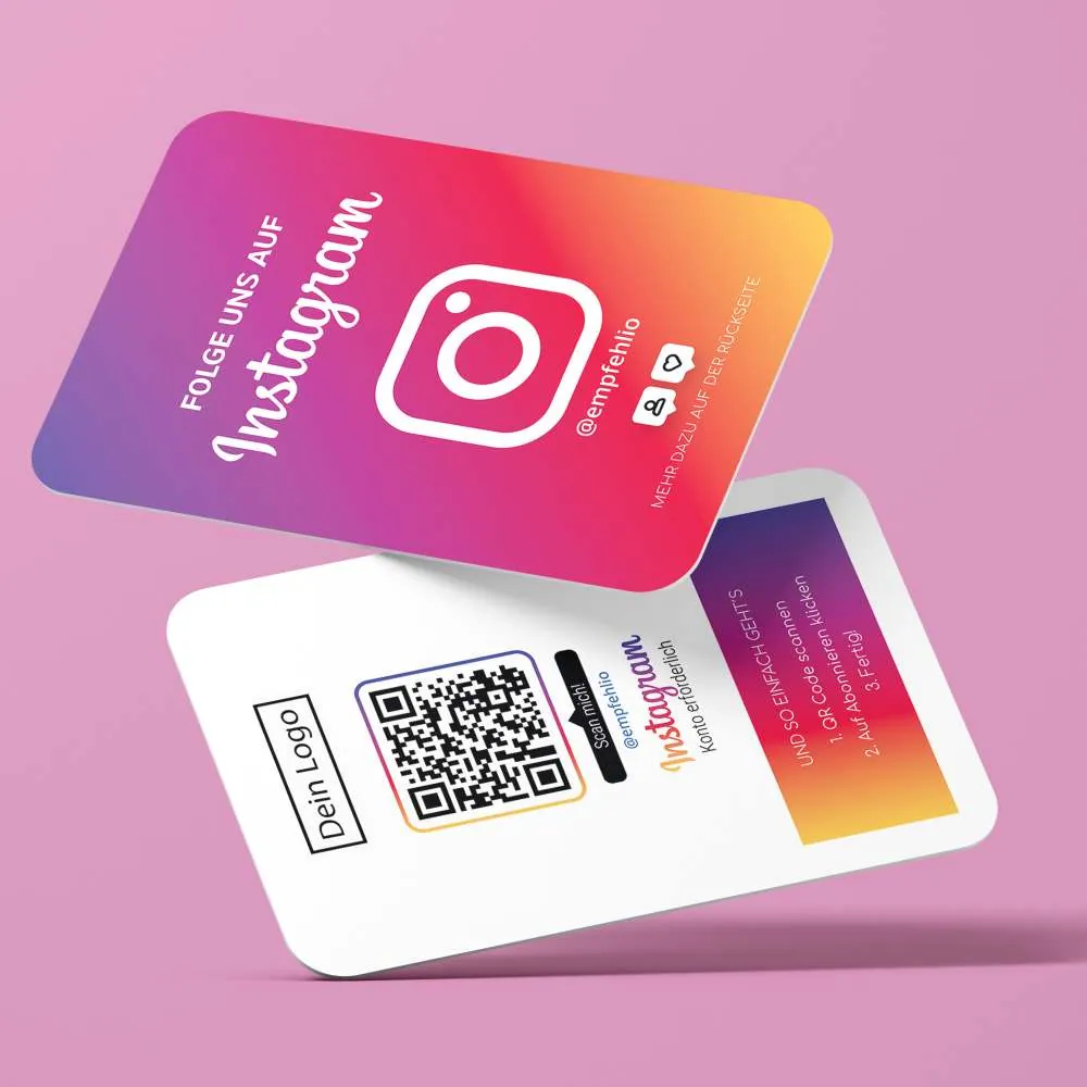 Folge uns auf Instagram Visitenkarte „Color“ mit Instagram QR Code