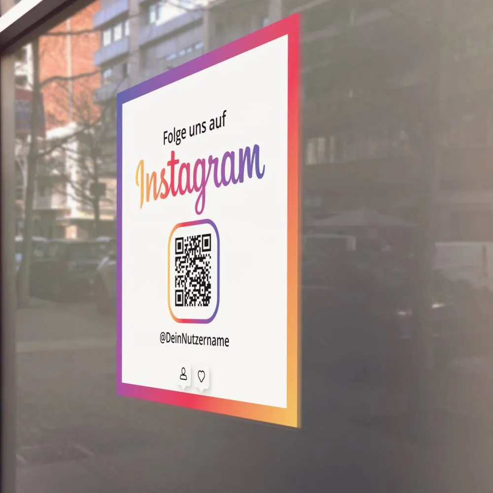 Aufkleber Sticker „Folge uns auf Instagram“ Quadrat Clean