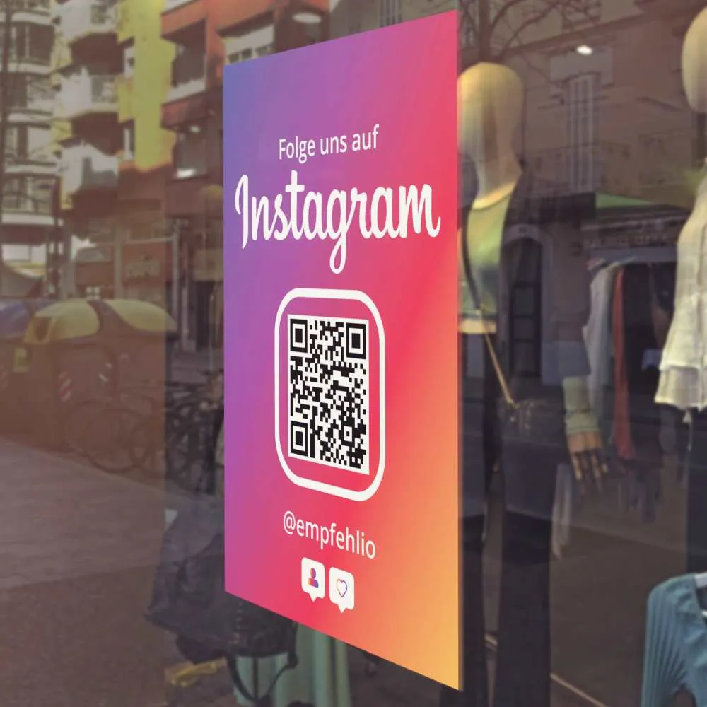 Aufkleber Sticker „Folge uns auf Instagram“ Hochkant