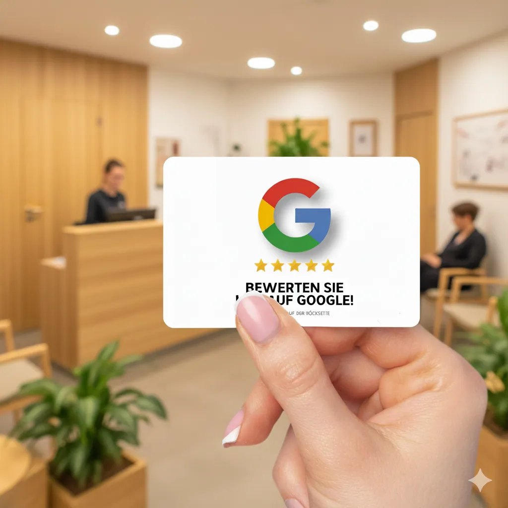 Bewerten Sie uns auf Google Visitenkarte Icon mit Google Bewertung QR Code – Ansicht 2
