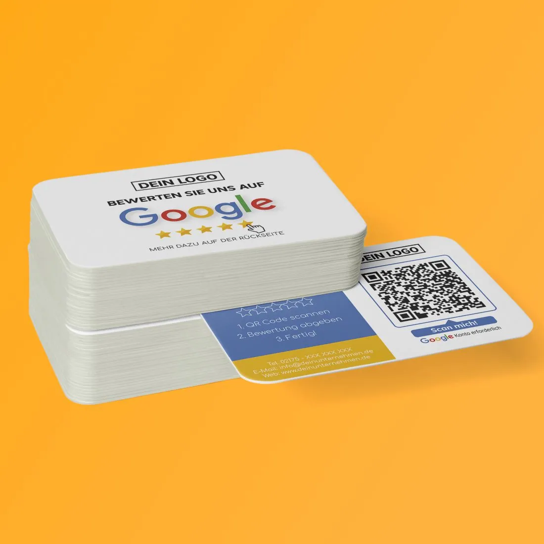 Bewerten Sie uns auf Google Visitenkarte „Dezent“ mit Google Bewertung QR Code