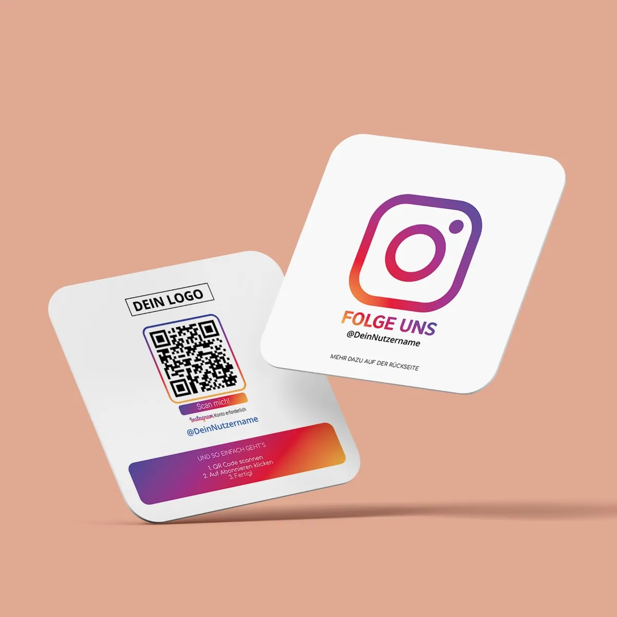 Folge uns auf Instagram Karte Square „Clean“