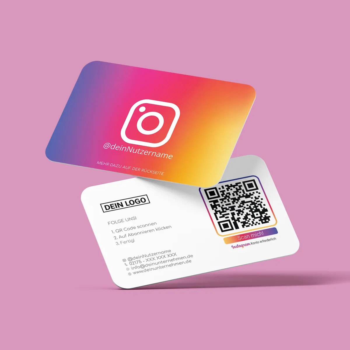 Folge uns auf Instagram Visitenkarte „Icon“ mit Instagram QR Code