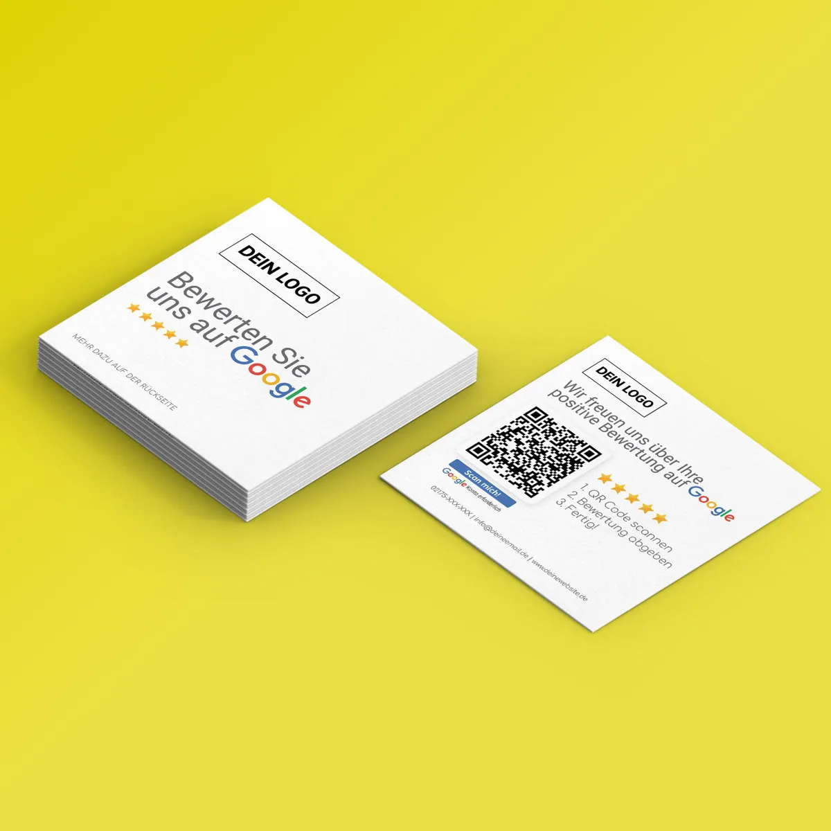 Bewerten Sie uns auf Google Visitenkarte Square mit Google Bewertung QR Code