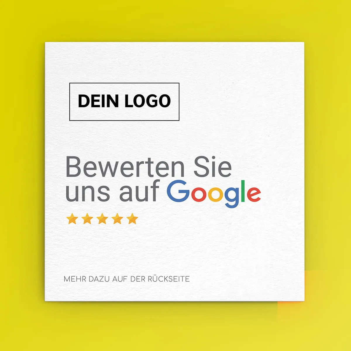 Bewerten Sie uns auf Google Visitenkarte Square mit Google Bewertung QR Code