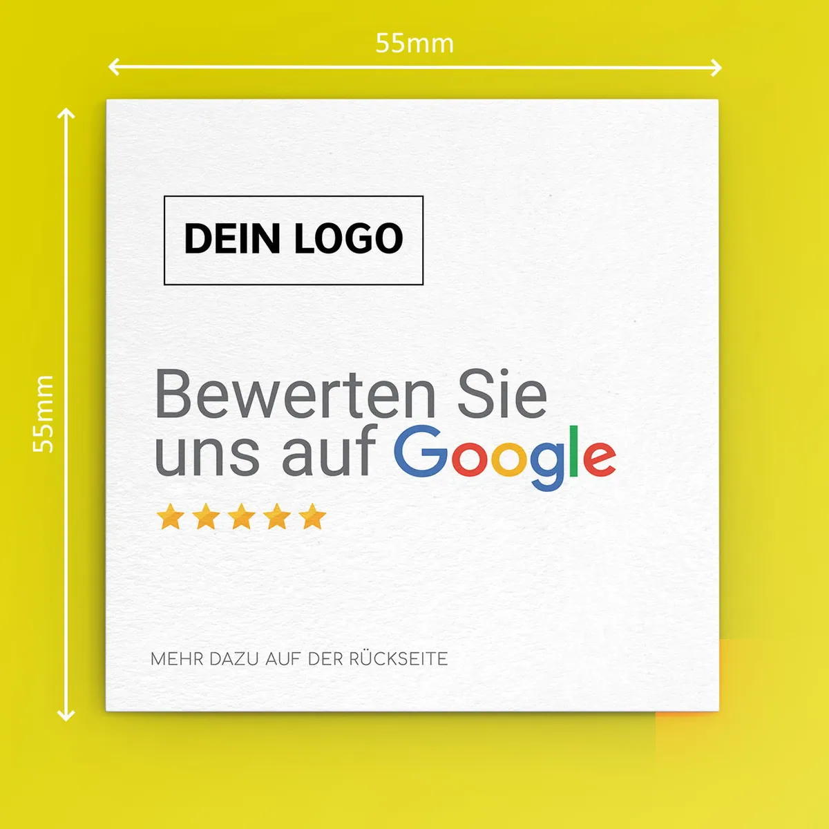 Bewerten Sie uns auf Google Visitenkarte Square mit Google Bewertung QR Code