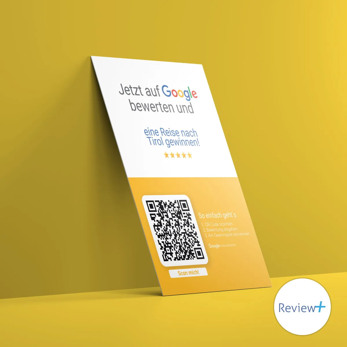 Review+ Google Bewertungskarte Gewinnspiel