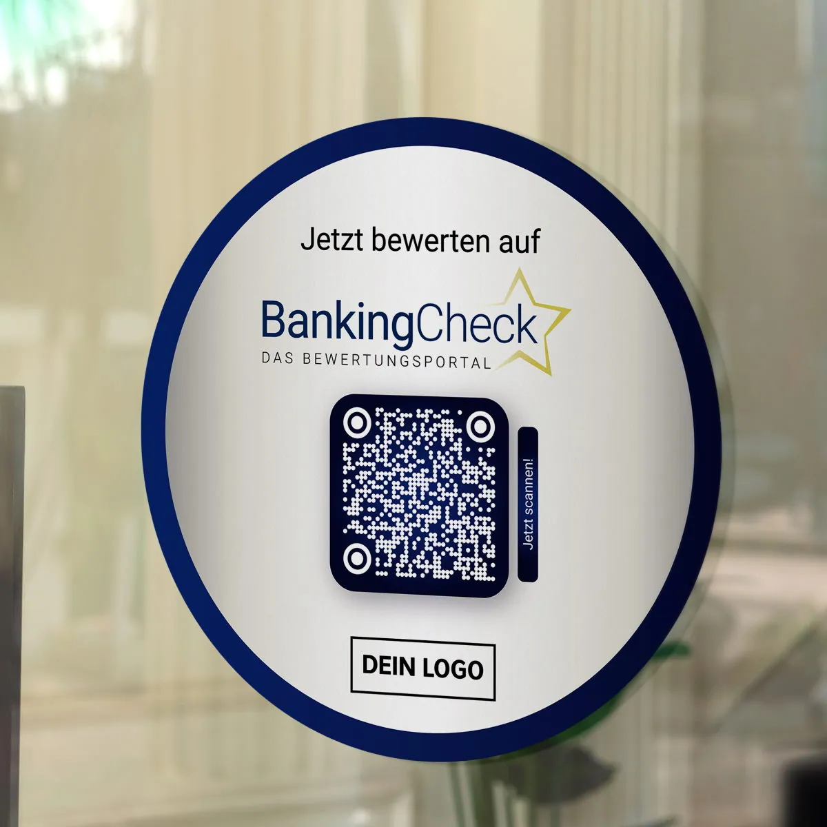 Bewerten Sie uns auf BankingCheck Aufkleber mit BankingCheck QR Code – Ansicht 2