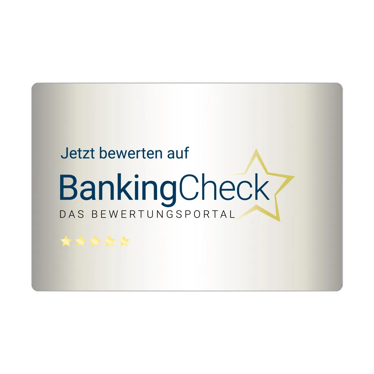 Bewerten Sie uns auf BankingCheck Visitenkarte Silver – Ansicht 2