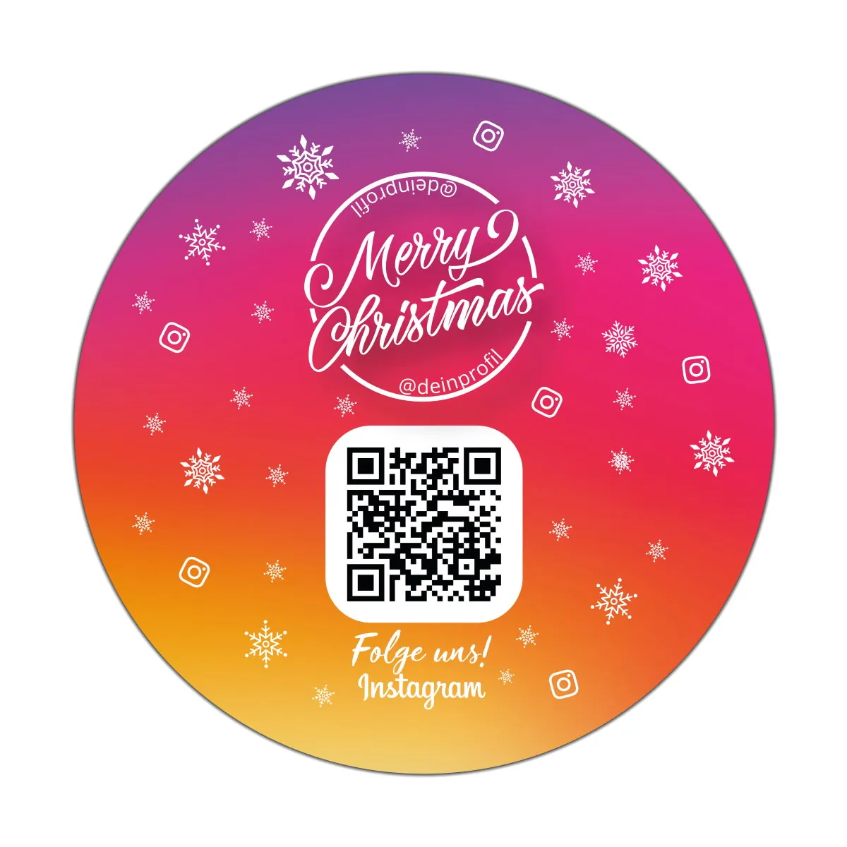 Aufkleber Sticker "Folge uns auf Instagram" Rund XMAS Edition