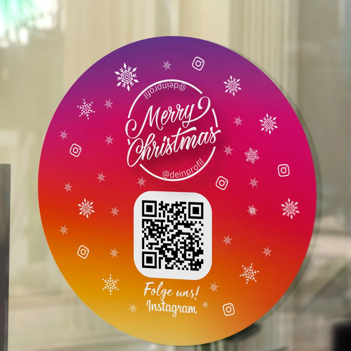 Aufkleber Sticker "Folge uns auf Instagram" Rund XMAS Edition