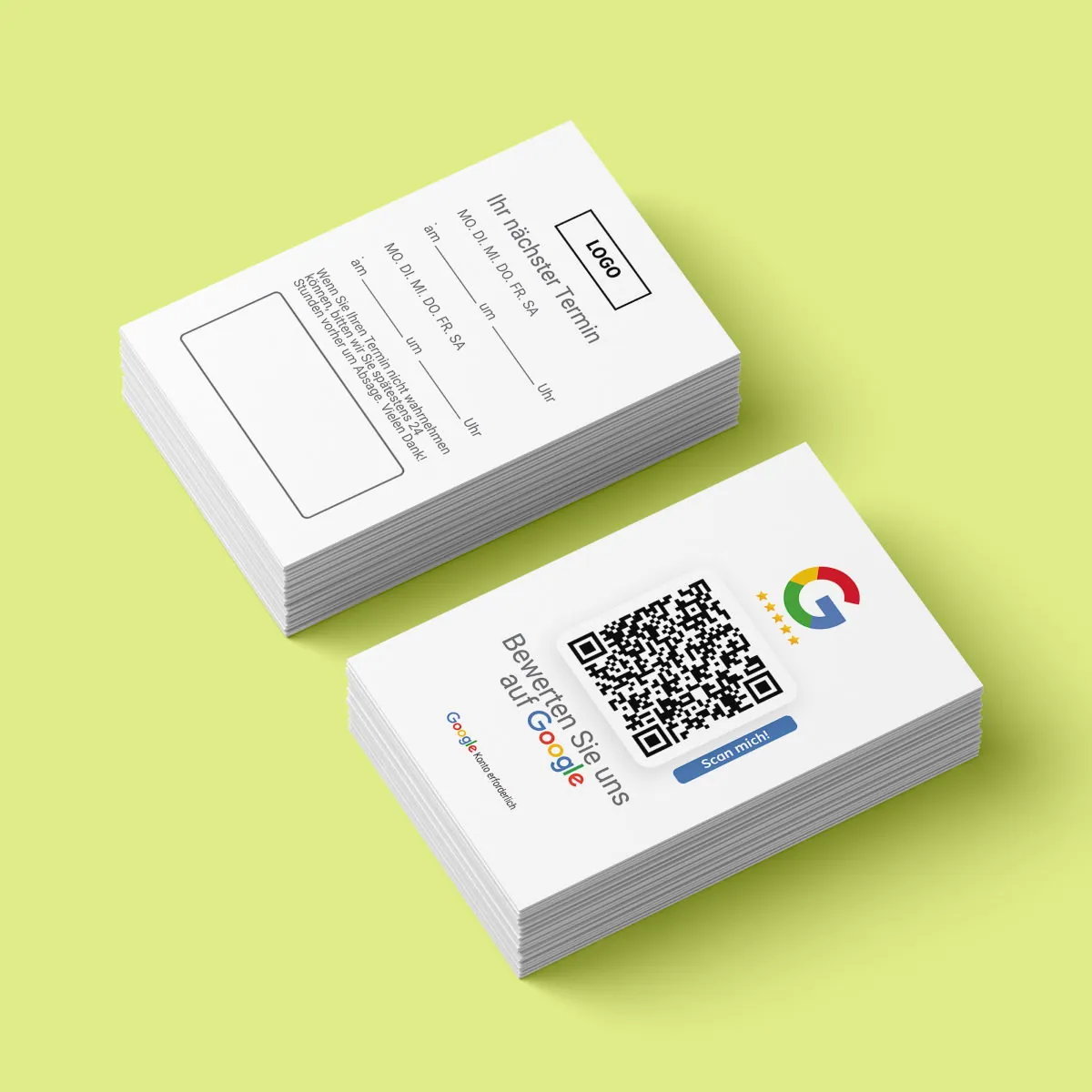 Terminkarten mit Google Bewertung QR Code