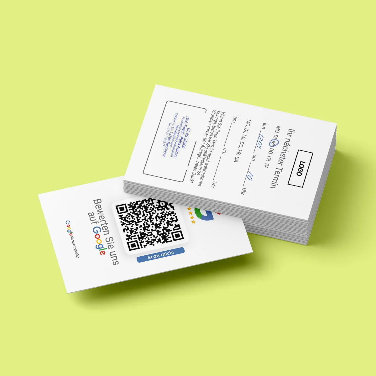 Terminkarten mit Google Bewertung QR Code – Ansicht 2