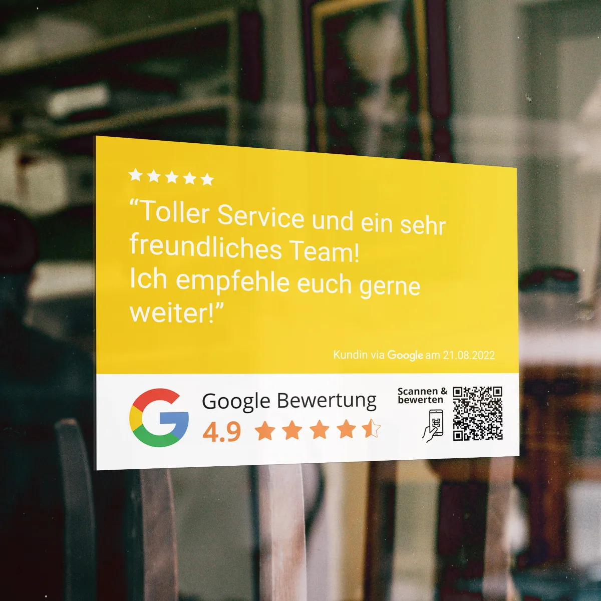 Google Bewertungsaufkleber „Testimonial“ mit QR Code – Ansicht 2