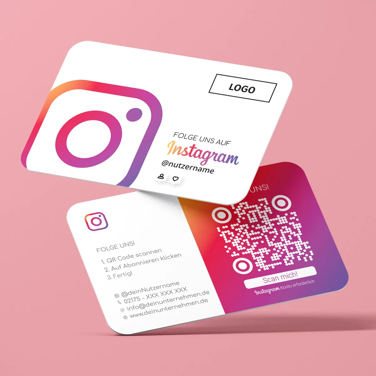 Folge uns auf Instagram Visitenkarte "Iconic" mit Instagram QR Code