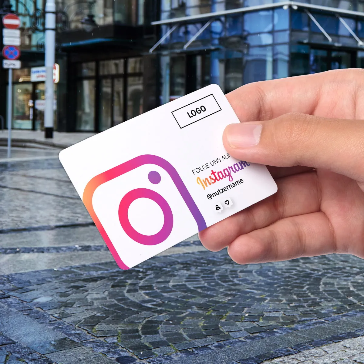 Folge uns auf Instagram Visitenkarte "Iconic" mit Instagram QR Code