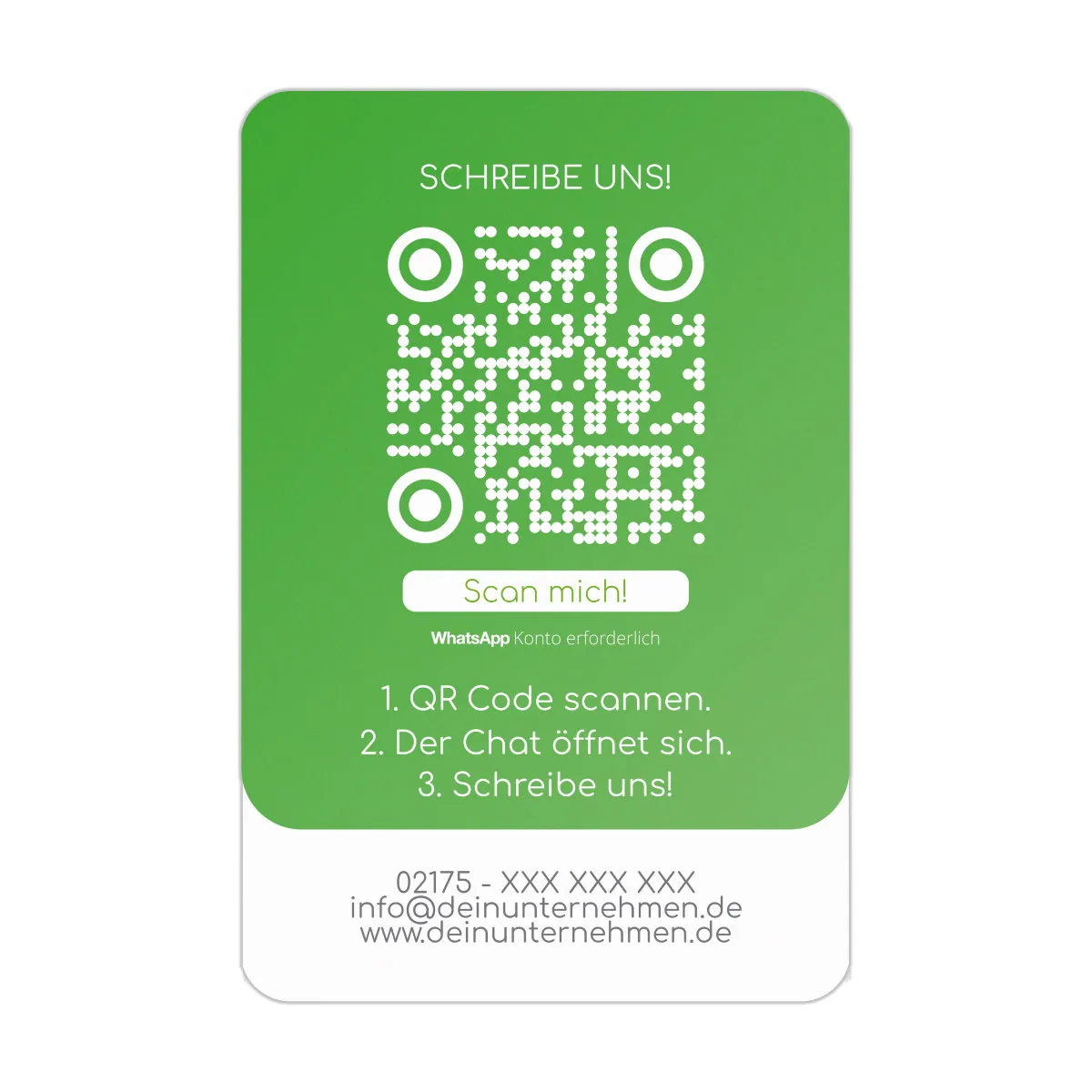 WhatsApp Visitenkarte "Clean" mit Chat QR Code