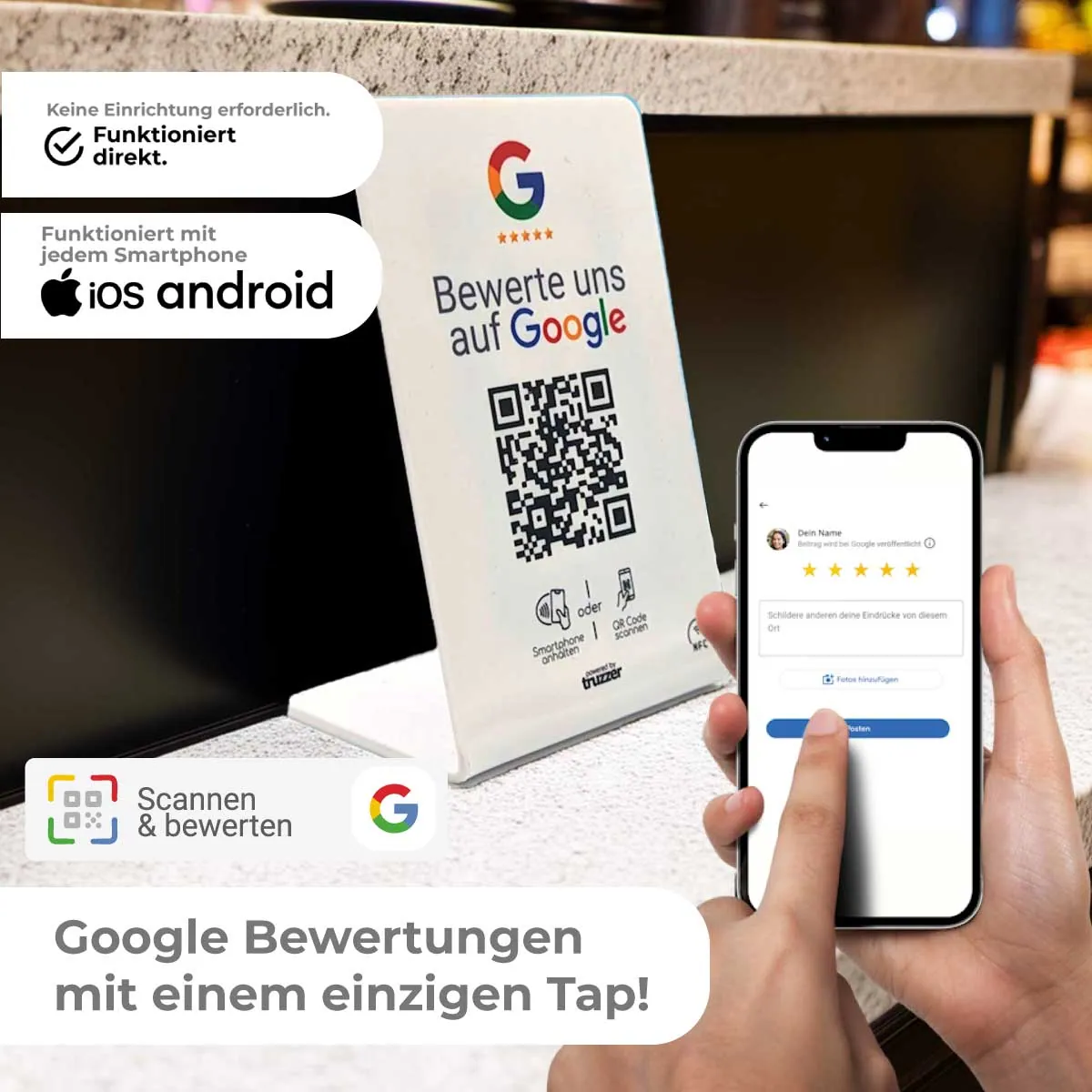 NFC & QR Aufsteller für Google-Bewertungen – Ansicht 2