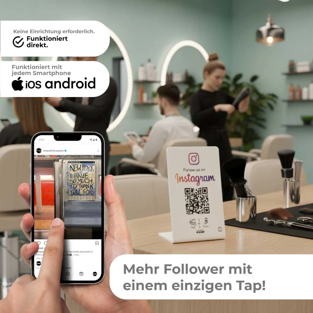 Follow us on Instagram NFC Stand / Display – Ansicht 2