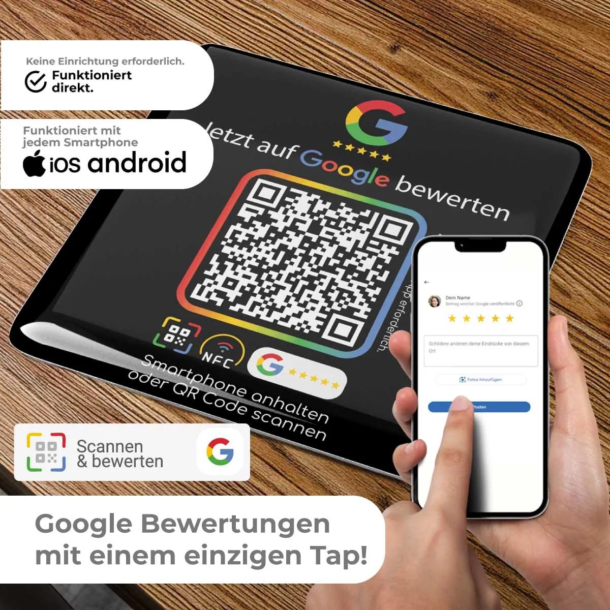 Google Bewertung NFC Tag Action Plate Sticker – Ansicht 2