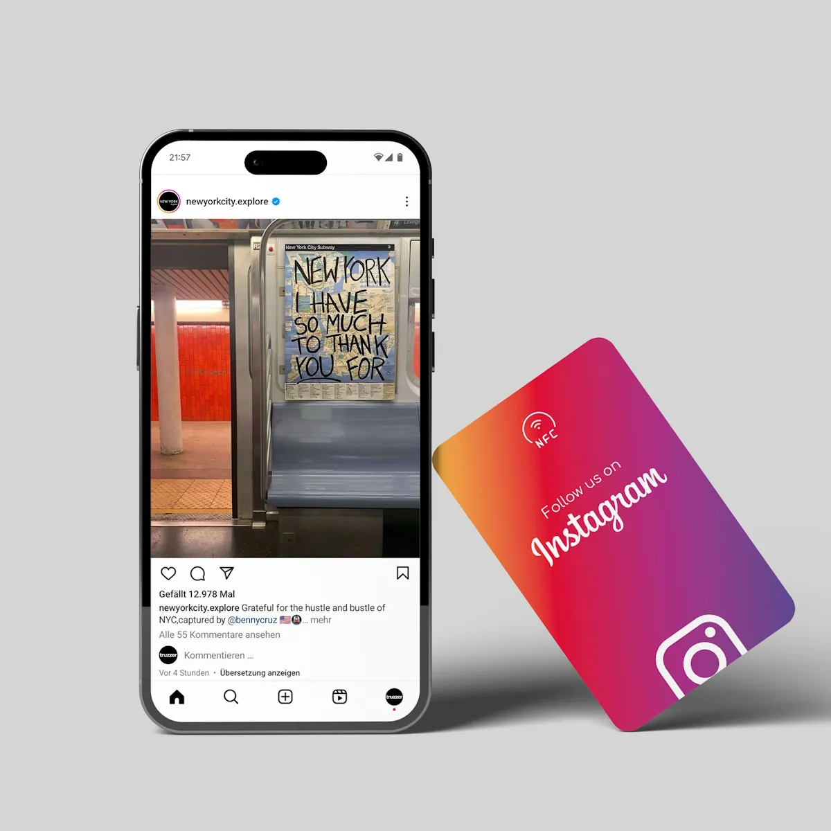 Follow us on Instagram NFC Card „Tap“