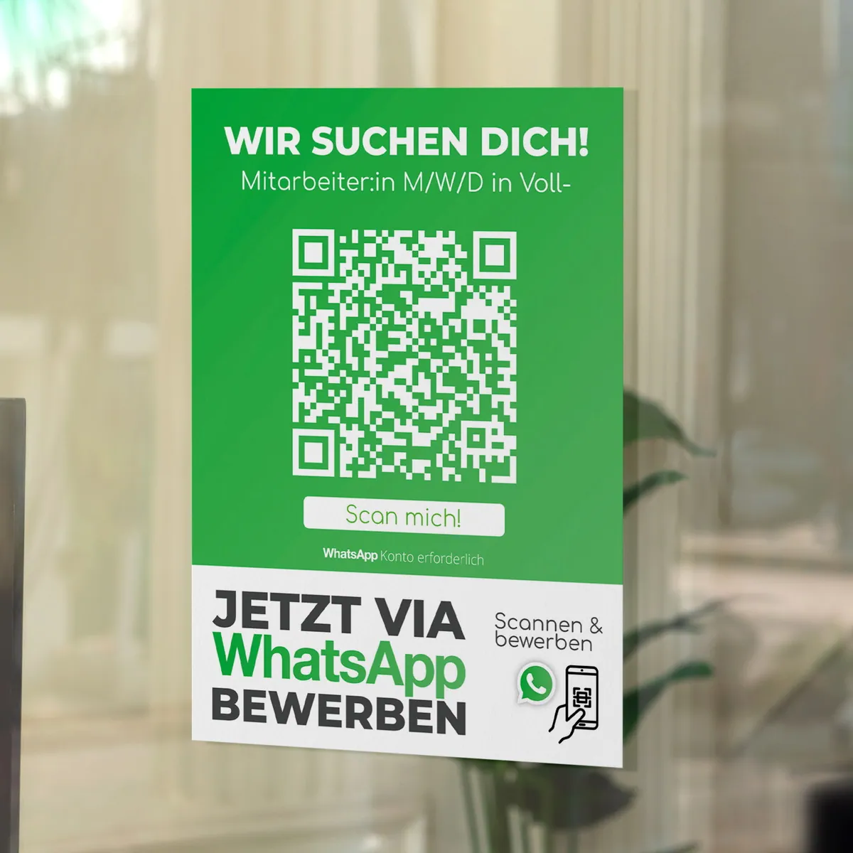 WhatsApp „JobScan“ Bewerbungsaufkleber Bold mit Bewerbungs-QR Code