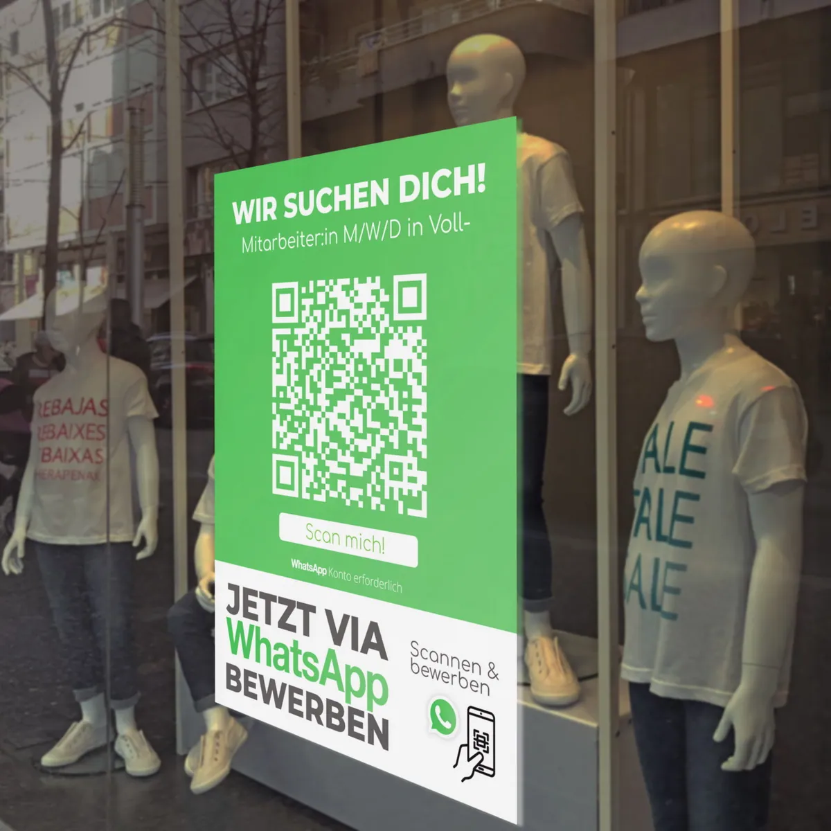 WhatsApp „JobScan“ Bewerbungsaufkleber Bold mit Bewerbungs-QR Code – Ansicht 2