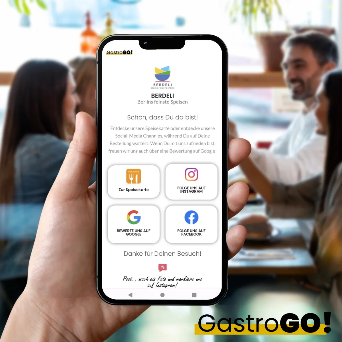 gastroGO! Restaurant Social Media NFC Aufkleber  + Speisekarte – Ansicht 2