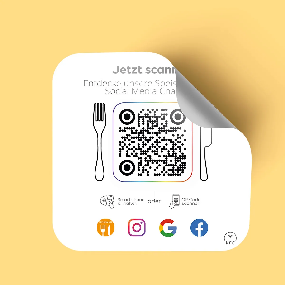 gastroGO! Restaurant Social Media NFC Aufkleber  + Speisekarte