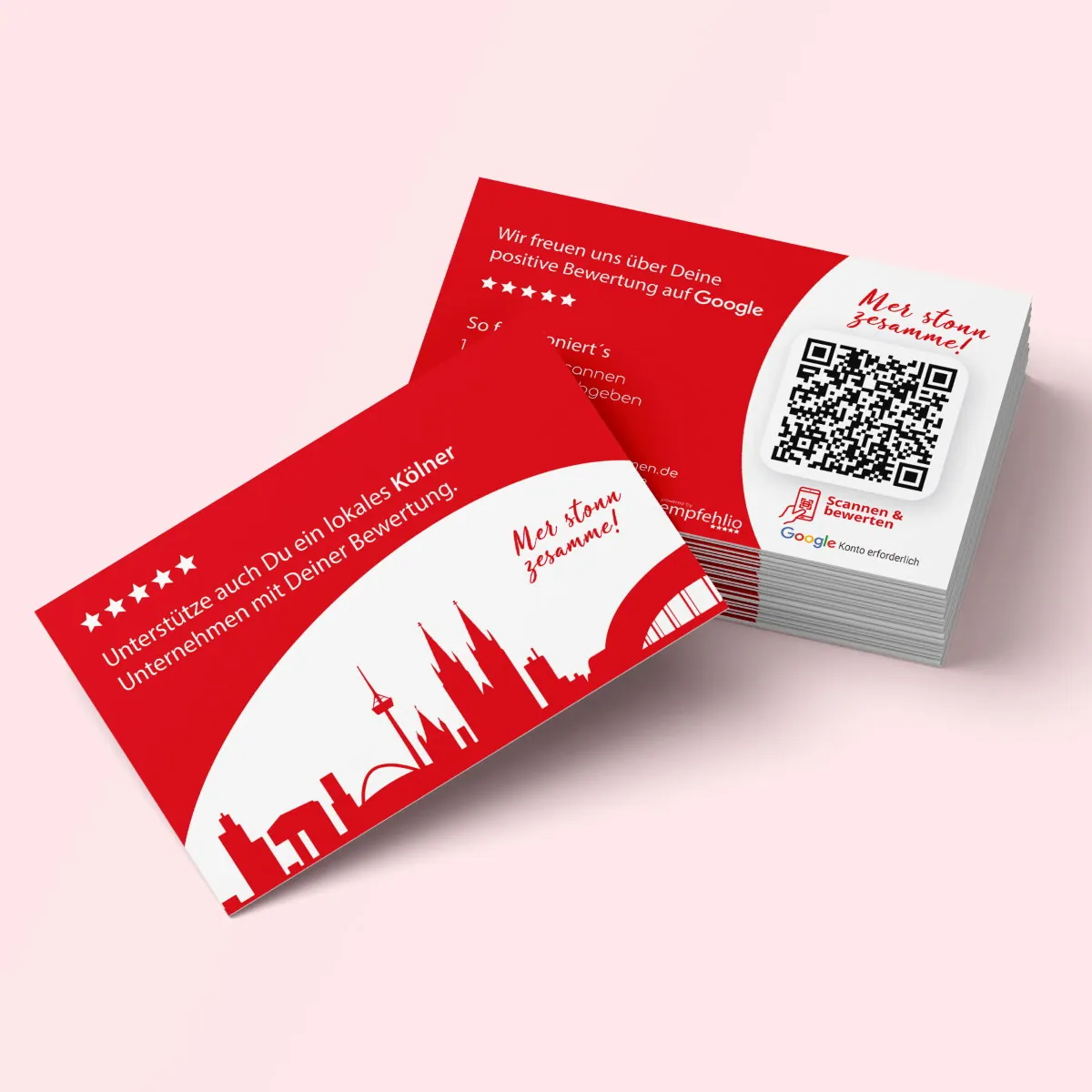 Google Bewertung Visitenkarte „Köln“ mit Google Bewertung QR Code – Ansicht 2