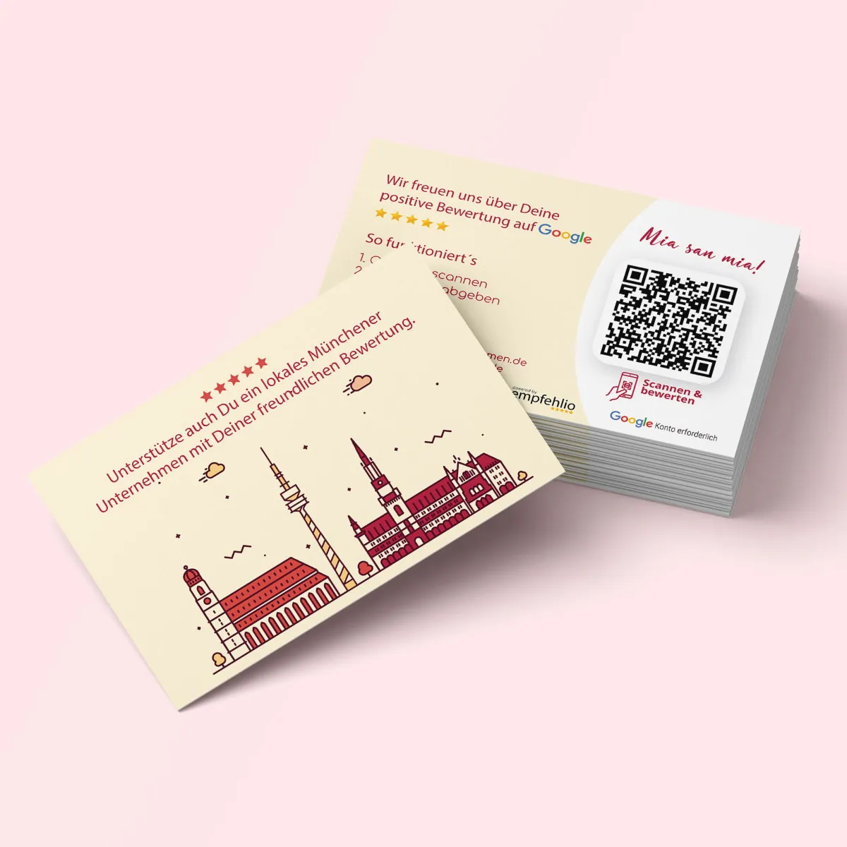 Google Bewertung Visitenkarte „München“ mit Google Bewertung QR Code – Ansicht 2