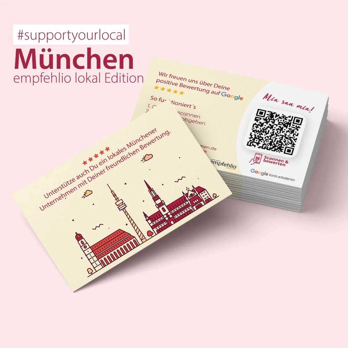 Google Bewertung Visitenkarte „München“ mit Google Bewertung QR Code