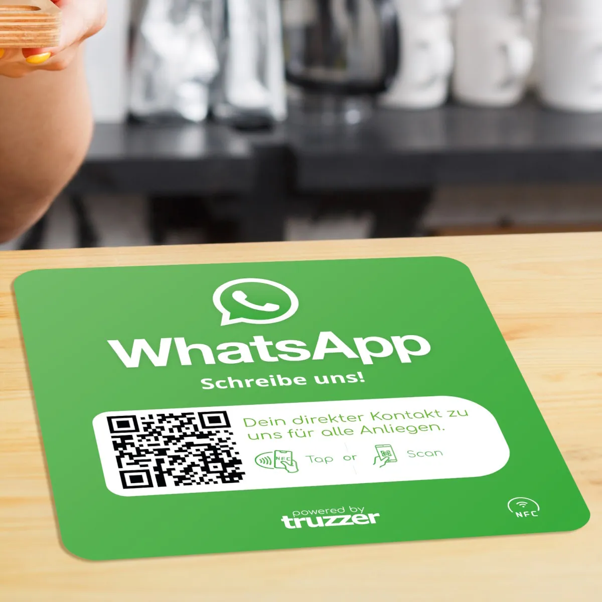 WhatsApp Chat NFC Aufkleber „Square“ mit WhatsApp Chat QR Code