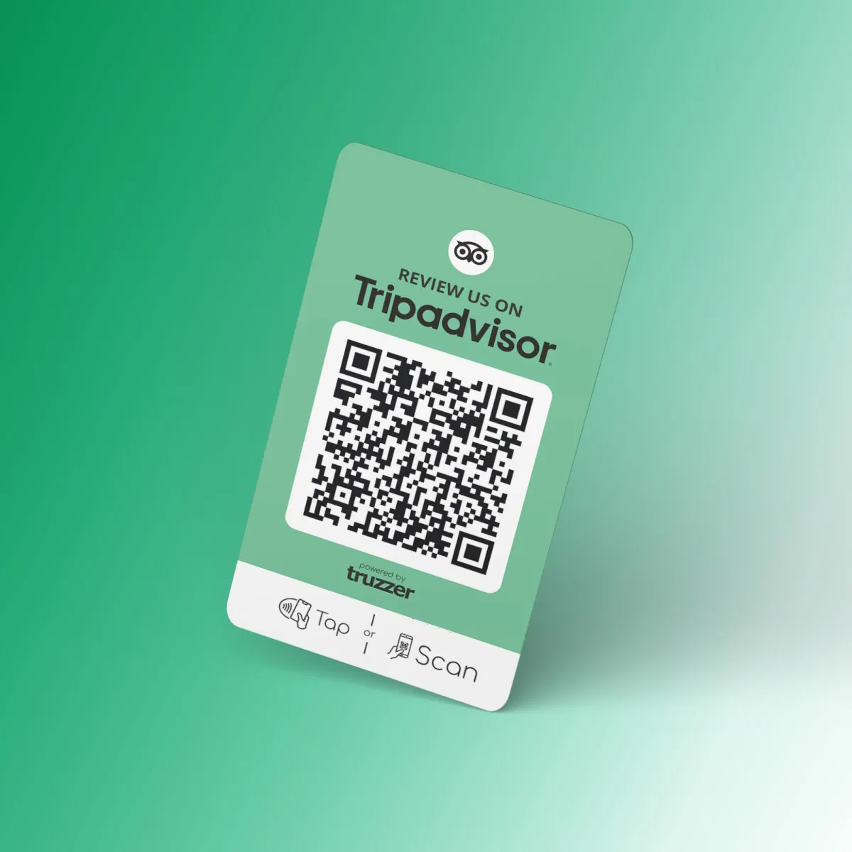 TripAdvisor Bewertung NFC Karte „Tap“ mit TripAdvisor Bewertung QR Code – Ansicht 2