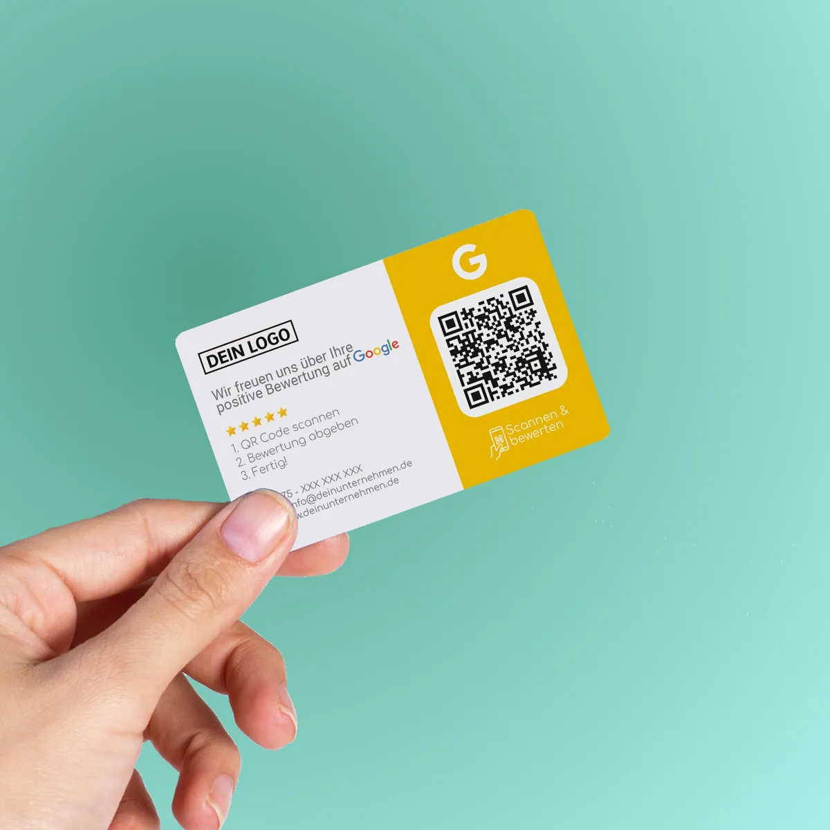 Bewerten Sie uns auf Google Visitenkarte Icon refresh mit Google Bewertung QR Code – Ansicht 2