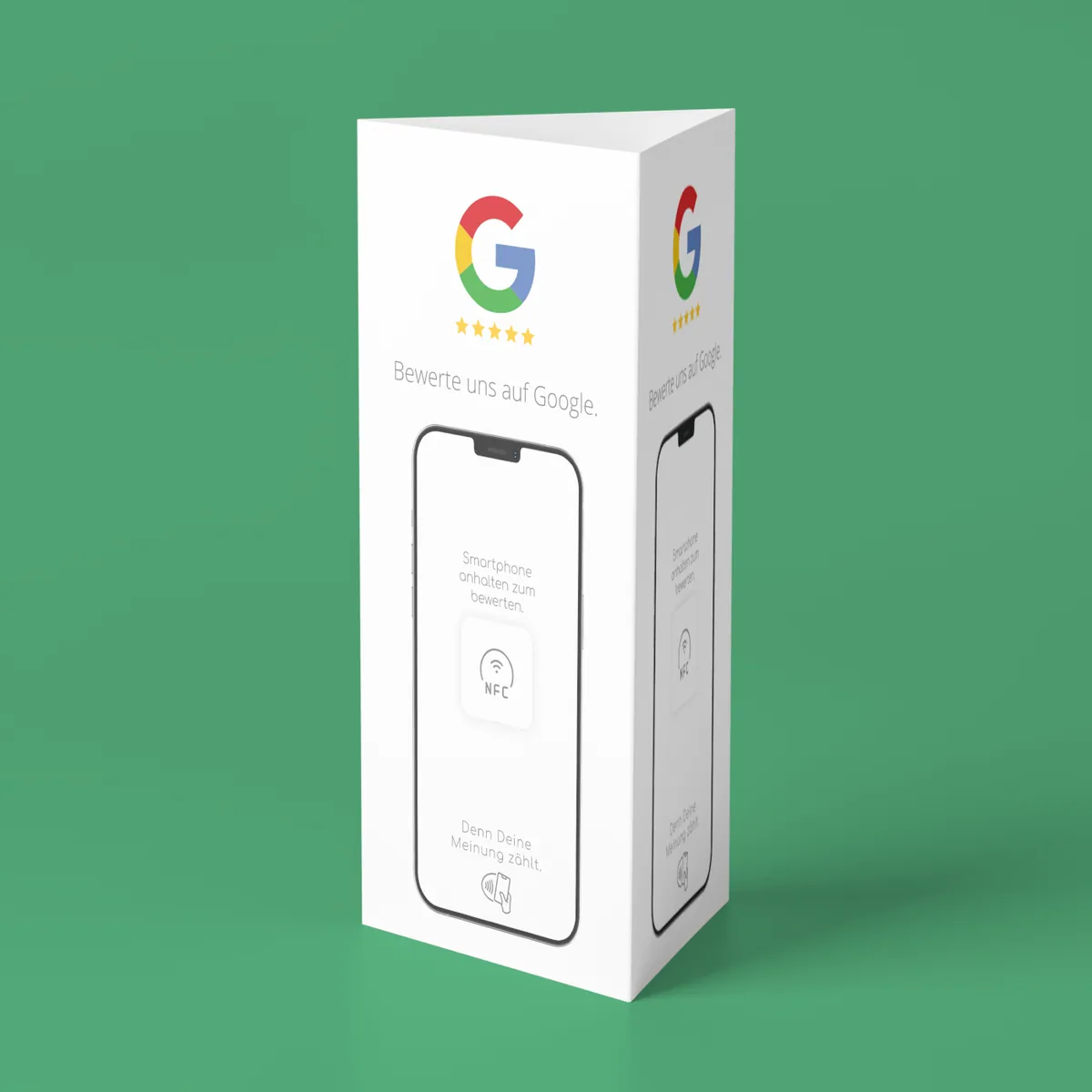 Bewerten Sie uns auf Google NFC Tischaufsteller Triangl