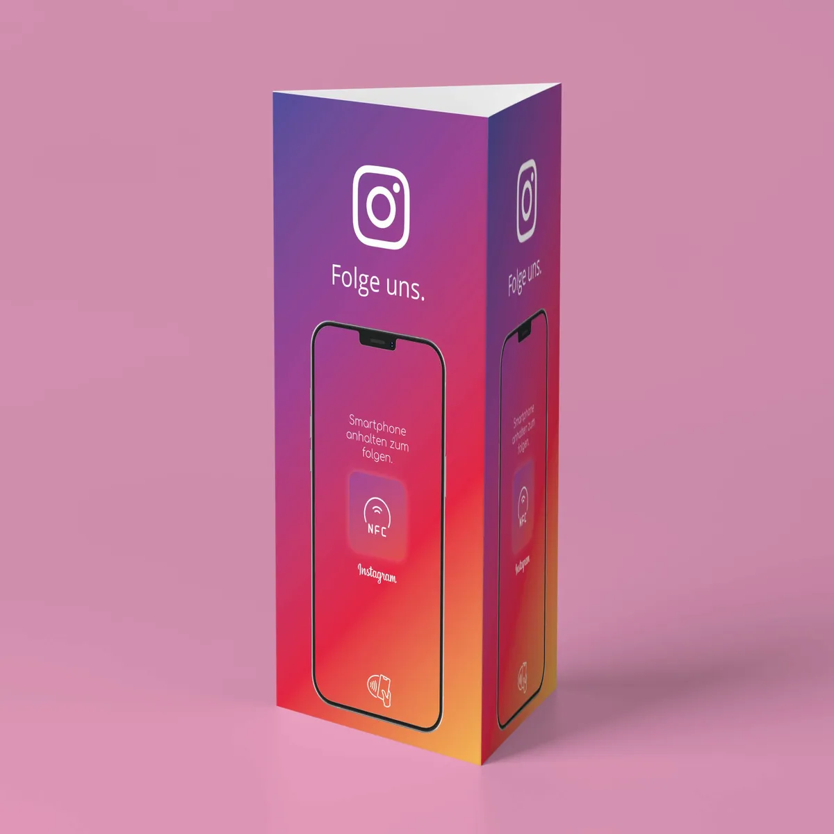 Folge uns auf Instagram NFC Tischaufsteller Triangl