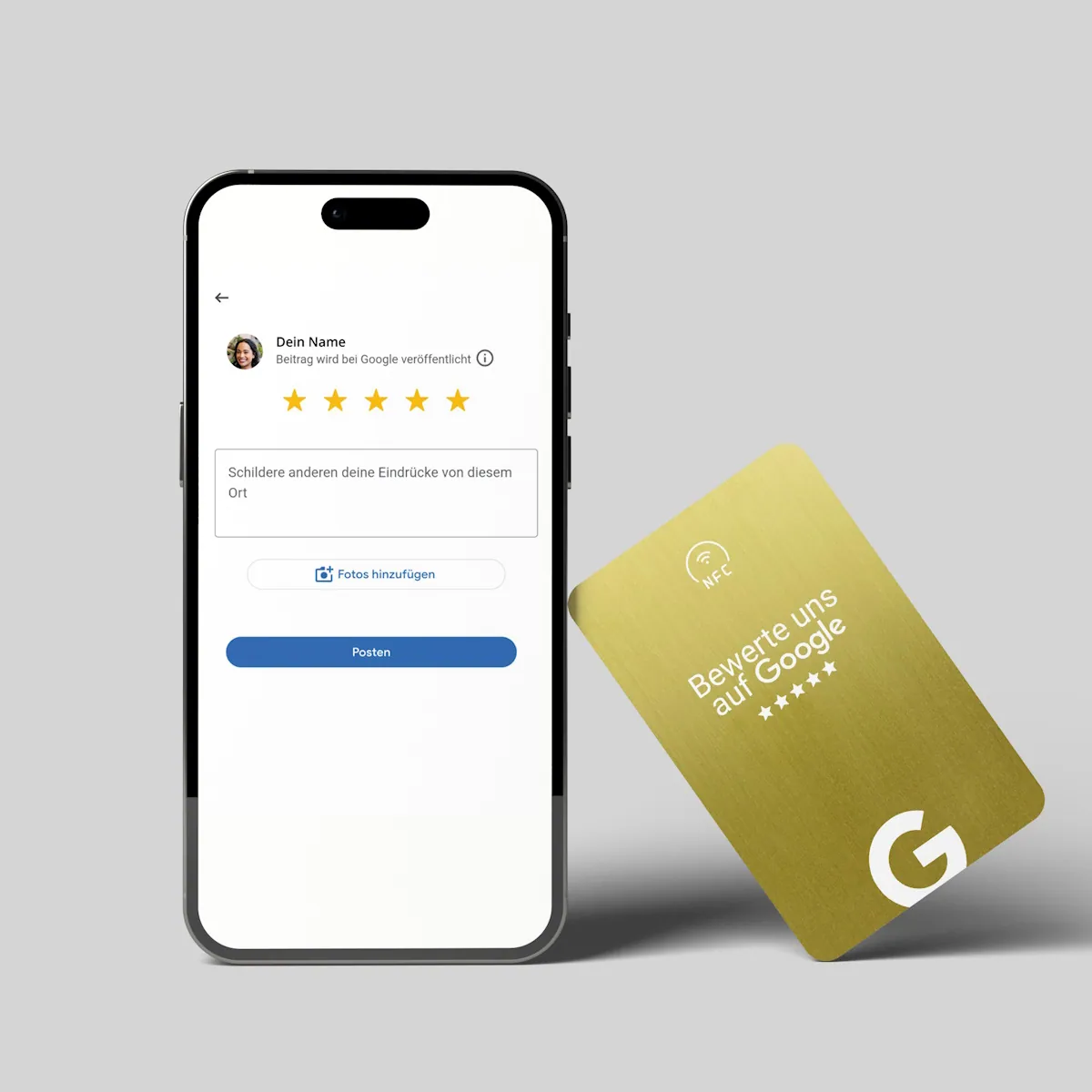 NFC Metall Visitenkarte für Google Bewertungen „Tap Premium“ – Ansicht 2