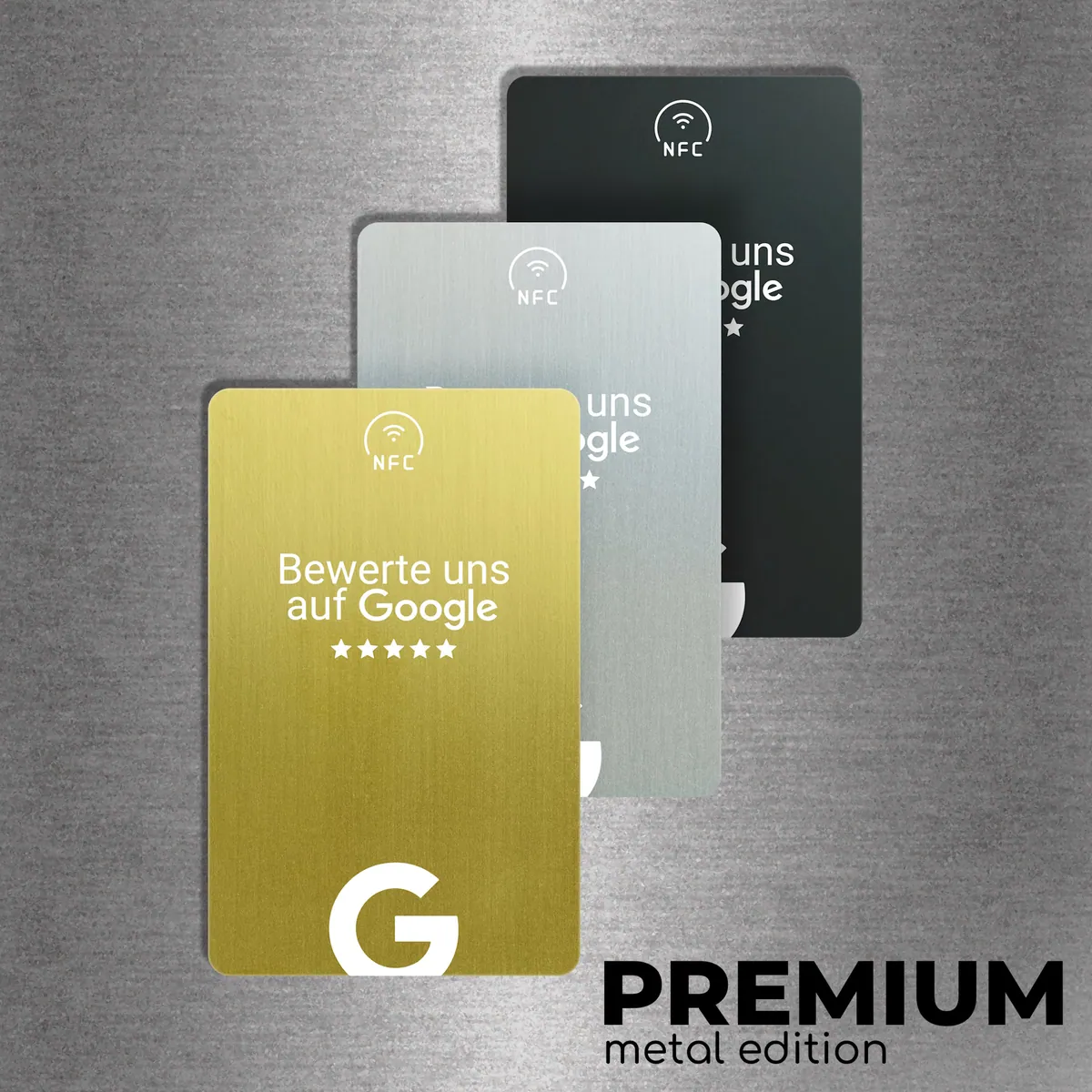 NFC Metall Visitenkarte für Google Bewertungen „Tap Premium“