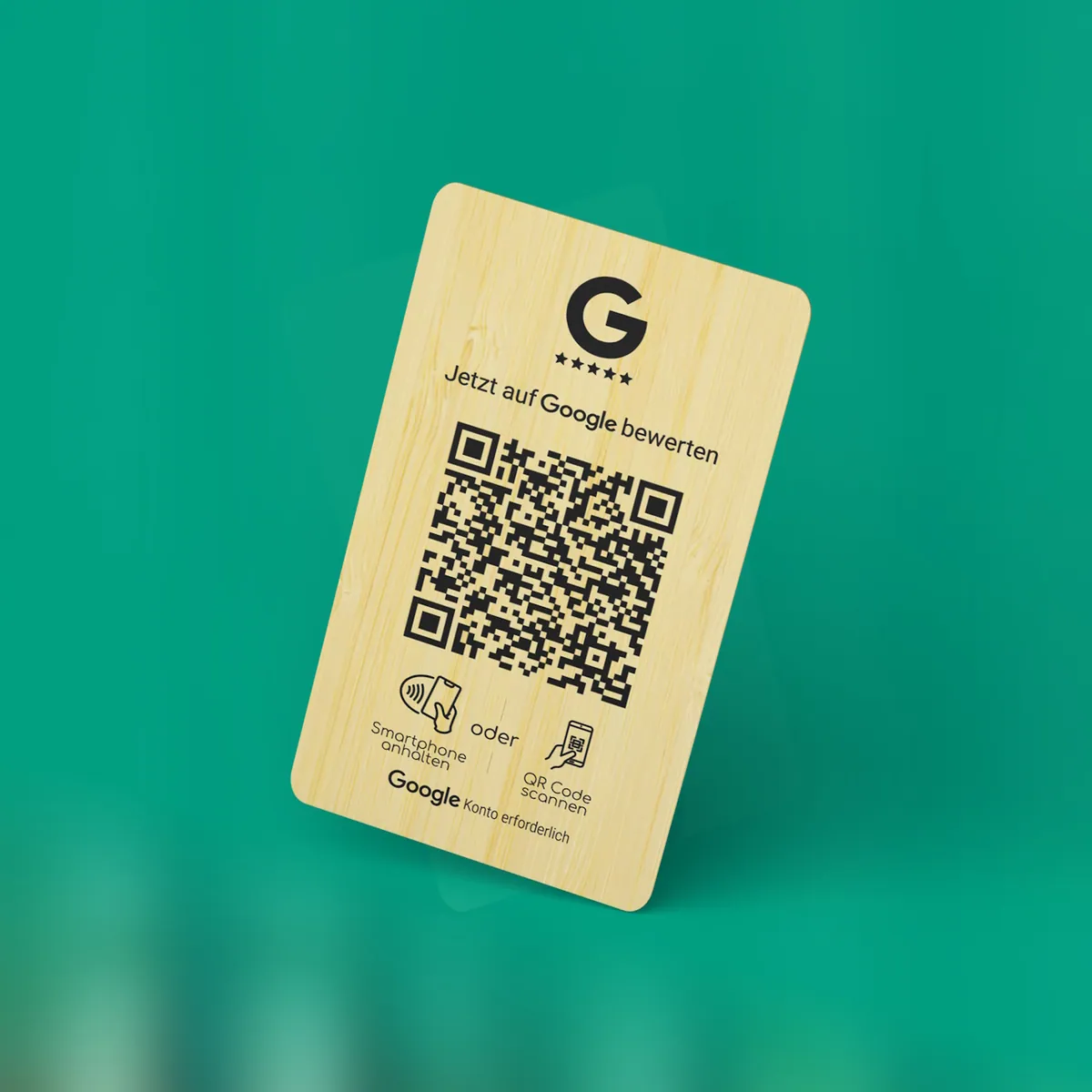 NFC Holz Visitenkarte für Google Bewertungen "Tap Premium"