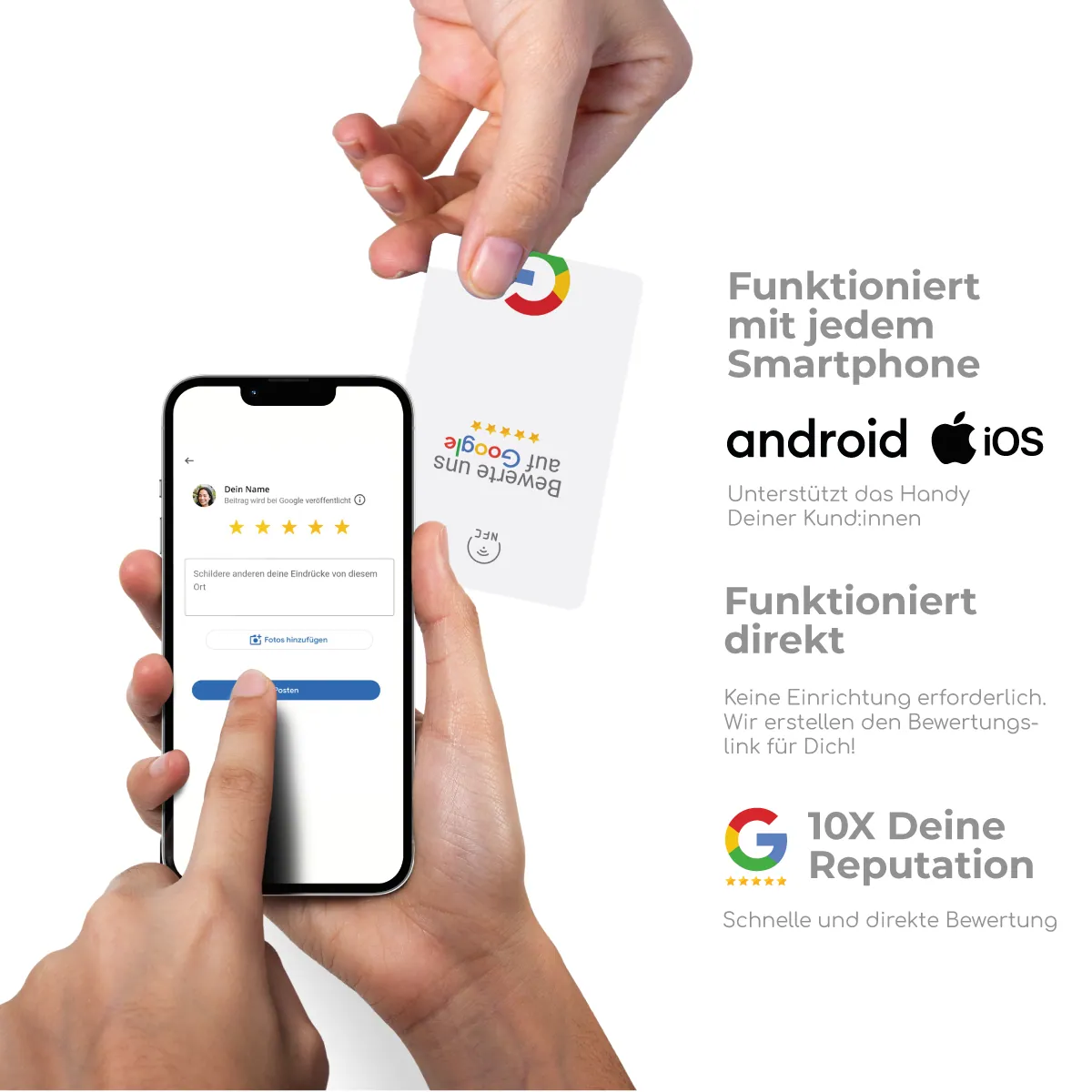 Google Bewertung NFC Karte „Tap“ mit Google Bewertung QR Code – Ansicht 2