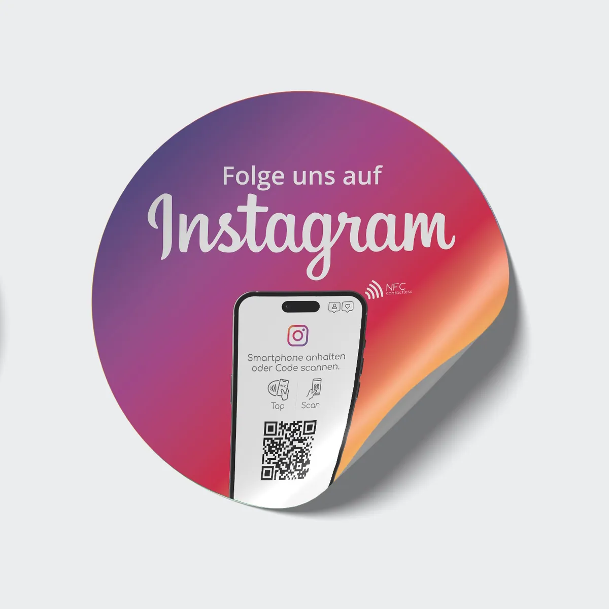 Instagram NFC Sticker „Tap“ mit Instagram QR Code