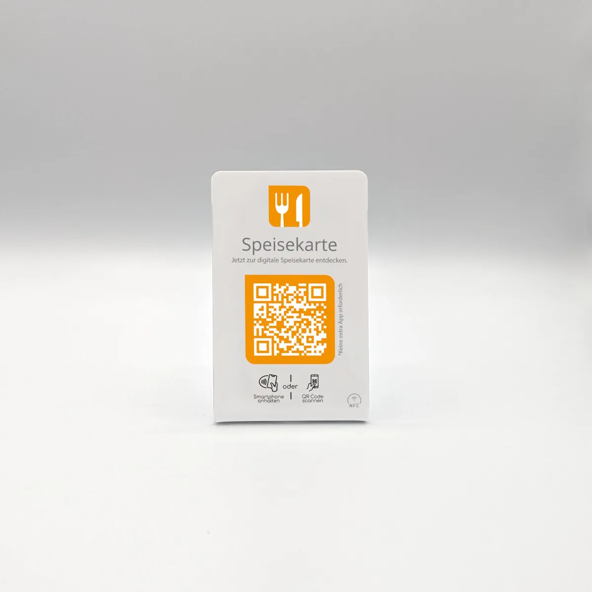 Digitale Speisekarte NFC Aufsteller mit integriertem QR-Code für Restaurants und Cafés – Ansicht 2