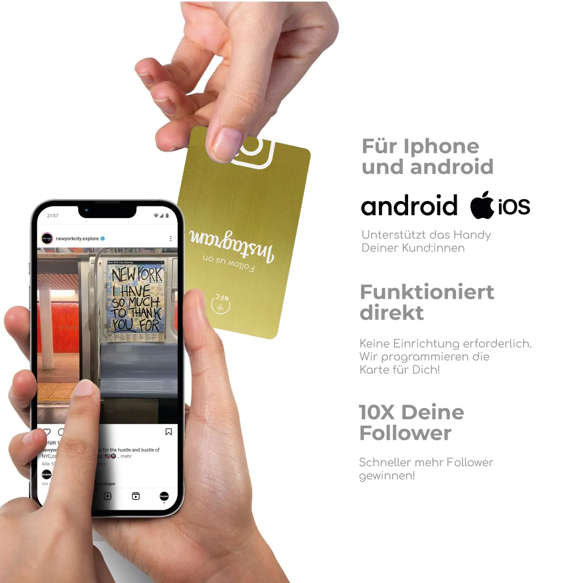 Folge uns auf Instagram NFC Metall Visitenkarte „Tap Premium“ – Ansicht 2
